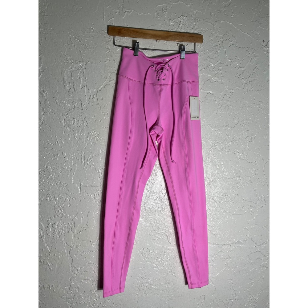 Year of Ours Football Legging Pink Lace Up High Waist Size S NWT Made USA